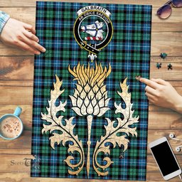 Scottish Galbraith Ancient Clan Tartan Puzzle - Thistle Gold Style Scottish Plaid Tartan Plaid