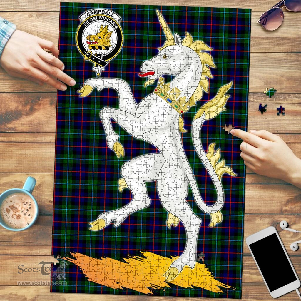Scottish Campbell of Cawdor Modern Clan Tartan Puzzle - Unicorn Style Scottish Plaid Tartan Plaid
