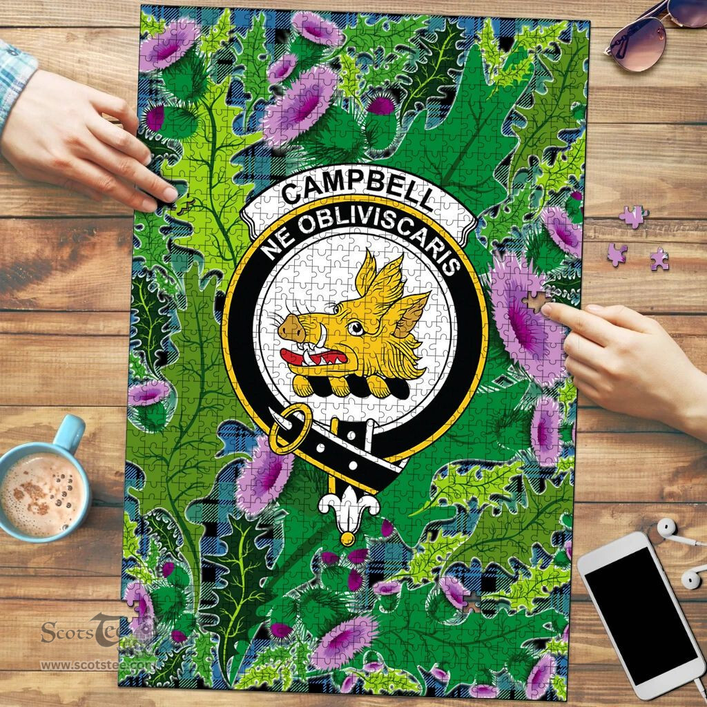 Scottish Campbell Ancient 01 Clan Tartan Puzzle - Thistle Pattern Style Scottish Plaid Tartan Plaid
