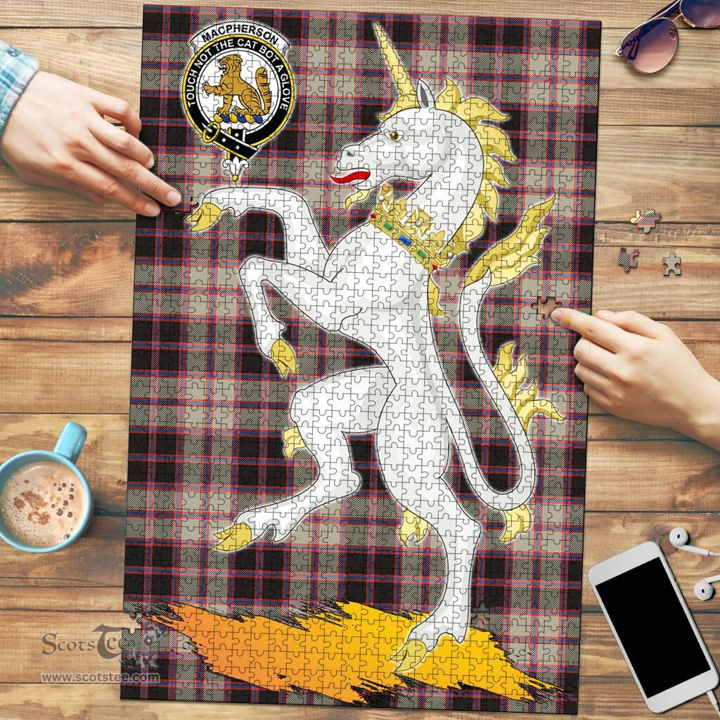 Scottish MacPherson Hunting Ancient Clan Tartan Puzzle - Unicorn Style Scottish Plaid Tartan Plaid