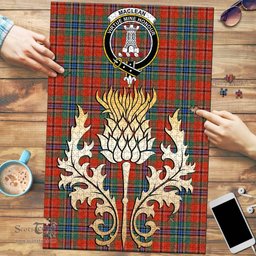 Scottish MacLean of Duart Ancient Clan Tartan Puzzle - Thistle Gold Style Scottish Plaid Tartan Plaid