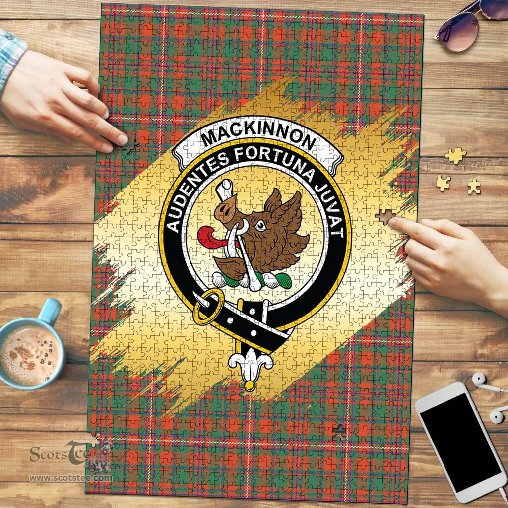 Scottish MacKinnon Ancient Clan Tartan Puzzle - Gold Style Scottish Plaid Tartan Plaid