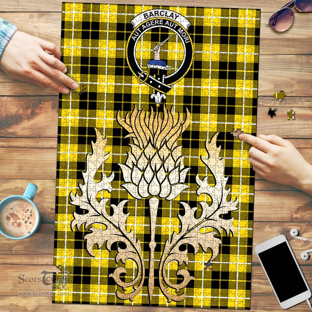 Scottish Barclay Dress Modern Clan Tartan Puzzle - Thistle Gold Style Scottish Plaid Tartan Plaid