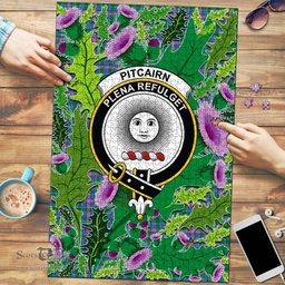 Scottish Pitcairn Hunting Clan Tartan Puzzle - Thistle Pattern Style Scottish Plaid Tartan Plaid