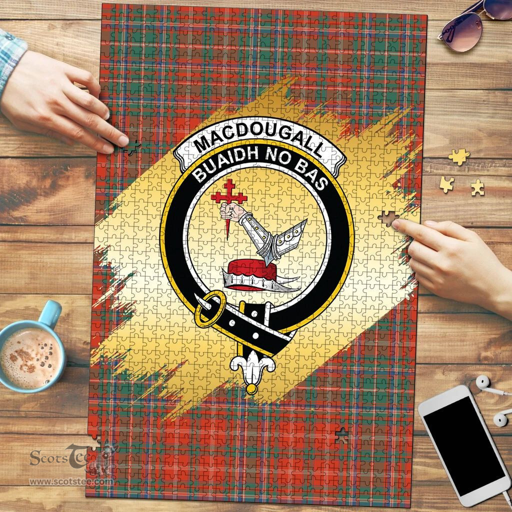 Scottish MacDougall Ancient Clan Tartan Puzzle - Gold Style Scottish Plaid Tartan Plaid