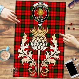 Scottish Kerr Modern Clan Tartan Puzzle - Thistle Gold Style Scottish Plaid Tartan Plaid