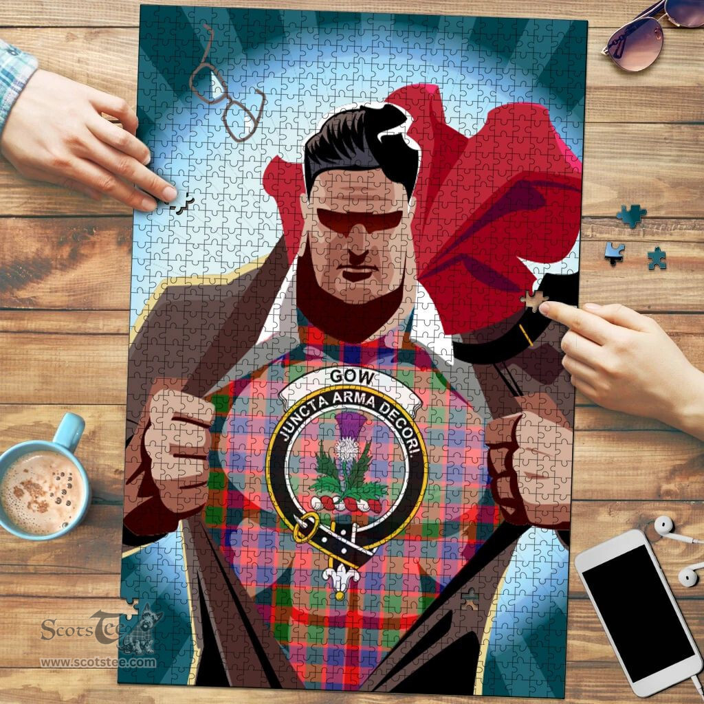 Scottish Gow of Skeoch Clan Tartan Puzzle - Supper Hero Style Scottish Plaid Tartan Plaid