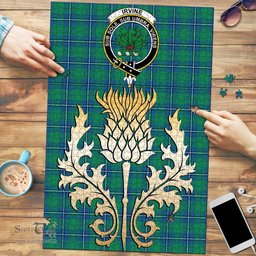 Scottish Irvine Ancient Clan Tartan Puzzle - Thistle Gold Style Scottish Plaid Tartan Plaid