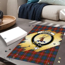 Scottish Fraser Ancient Clan Tartan Puzzle - Gold Style Scottish Plaid Tartan Plaid