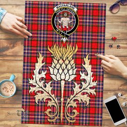 Scottish MacFarlane Modern Clan Tartan Puzzle - Thistle Gold Style Scottish Plaid Tartan Plaid