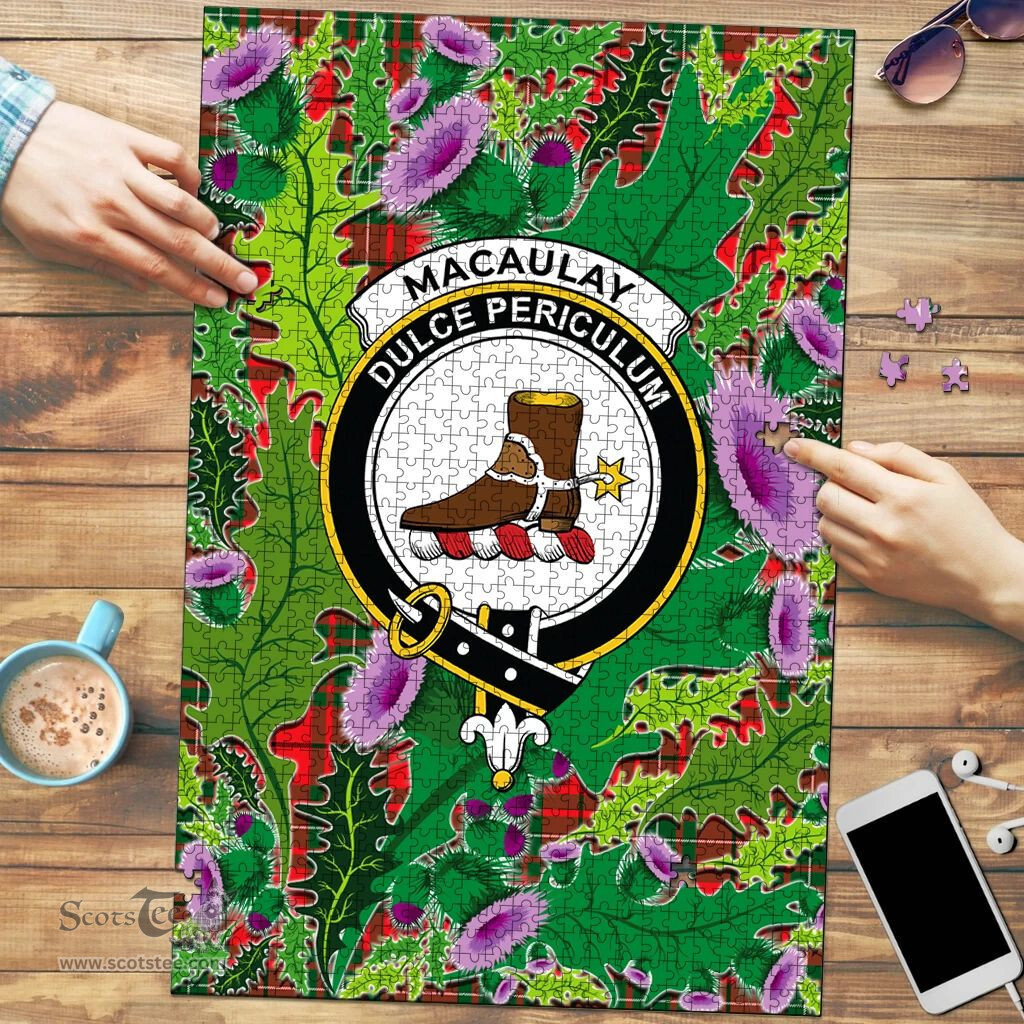 Scottish MacAulay Modern Clan Tartan Puzzle - Thistle Pattern Style Scottish Plaid Tartan Plaid
