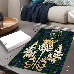Scottish Carmichael Modern Clan Tartan Puzzle - Thistle Gold Style Scottish Plaid Tartan Plaid