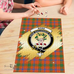 Scottish Ross Ancient Clan Tartan Puzzle - Gold Style Scottish Plaid Tartan Plaid