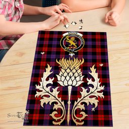 Scottish Broun Modern Clan Tartan Puzzle - Thistle Gold Style Scottish Plaid Tartan Plaid