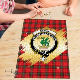 Scottish Seton Modern Clan Tartan Puzzle - Gold Style Scottish Plaid Tartan Plaid