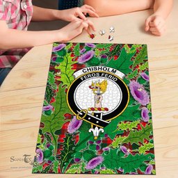 Scottish Chisholm Modern Clan Tartan Puzzle - Thistle Pattern Style Scottish Plaid Tartan Plaid