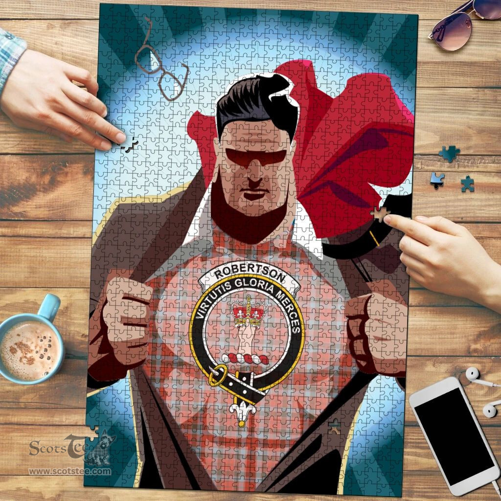 Scottish Robertson Weathered Clan Tartan Puzzle - Supper Hero Style Scottish Plaid Tartan Plaid