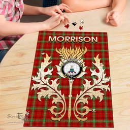Scottish Morrison Red Modern Clan Tartan Puzzle - Thistle Scotland Style Scottish Plaid Tartan Plaid