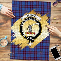 Scottish Elliot Modern Clan Tartan Puzzle - Gold Style Scottish Plaid Tartan Plaid
