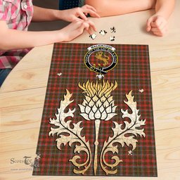 Scottish MacKintosh Hunting Weathered Clan Tartan Puzzle - Thistle Gold Style Scottish Plaid Tartan Plaid