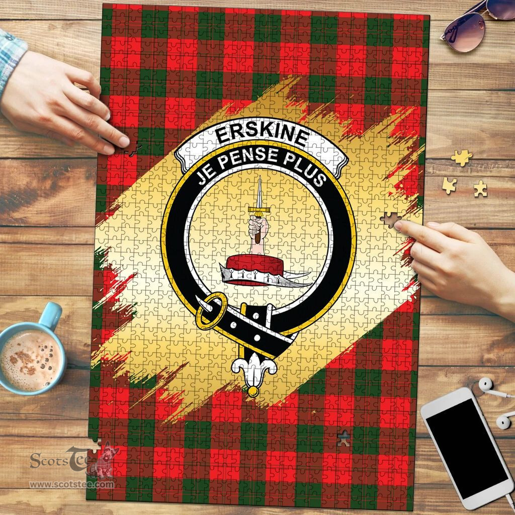 Scottish Erskine Modern Clan Tartan Puzzle - Gold Style Scottish Plaid Tartan Plaid