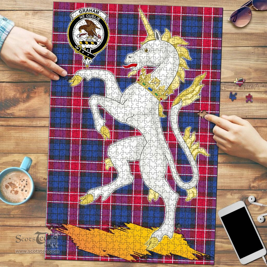 Scottish Graham of Menteith Red Clan Tartan Puzzle - Unicorn Style Scottish Plaid Tartan Plaid
