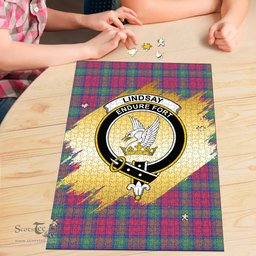 Scottish Lindsay Ancient Clan Tartan Puzzle - Gold Style Scottish Plaid Tartan Plaid