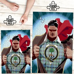 Scottish Mowat Clan Tartan Puzzle - Supper Hero Style Scottish Plaid Tartan Plaid