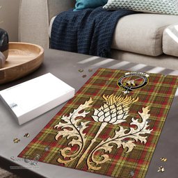 Scottish MacMillan Old Weathered Clan Tartan Puzzle - Thistle Gold Style Scottish Plaid Tartan Plaid