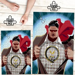 Scottish Stewart Dress Ancient Clan Tartan Puzzle - Supper Hero Style Scottish Plaid Tartan Plaid