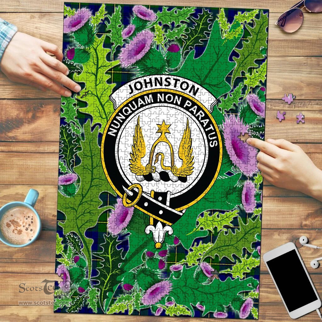 Scottish Johnston Modern Clan Tartan Puzzle - Thistle Pattern Style Scottish Plaid Tartan Plaid