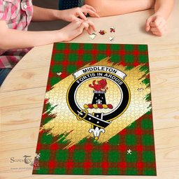 Scottish Middleton Modern Clan Tartan Puzzle - Gold Style Scottish Plaid Tartan Plaid