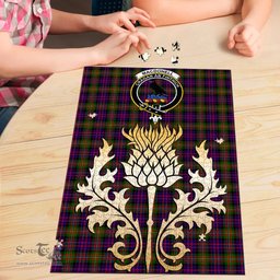 Scottish MacDonnell of Glengarry Modern Clan Tartan Puzzle - Thistle Gold Style Scottish Plaid Tartan Plaid
