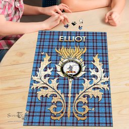Scottish Elliot Ancient Clan Tartan Puzzle - Thistle Scotland Style Scottish Plaid Tartan Plaid