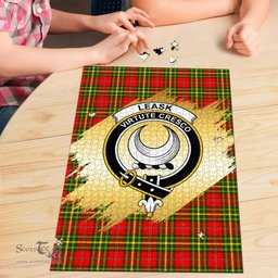 Scottish Leask Clan Tartan Puzzle - Gold Style Scottish Plaid Tartan Plaid