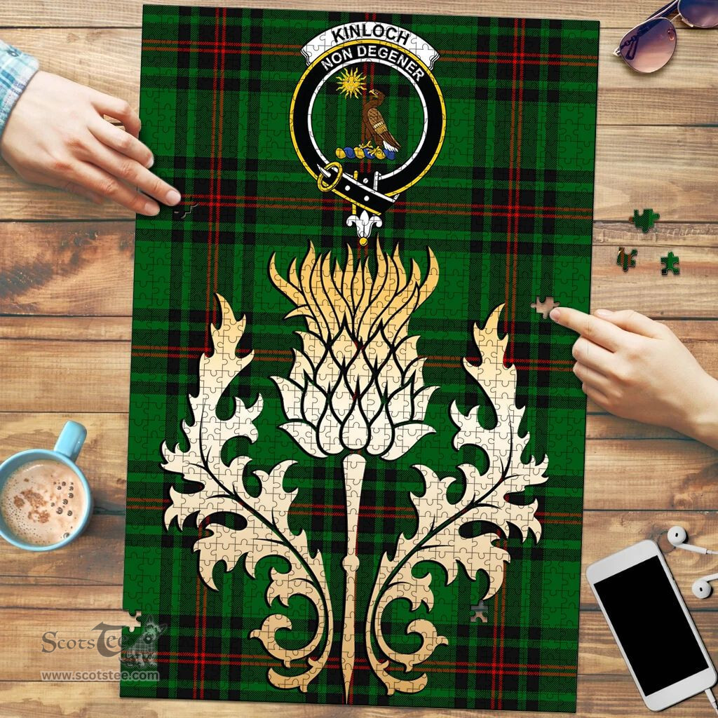 Scottish Kinloch Clan Tartan Puzzle - Thistle Gold Style Scottish Plaid Tartan Plaid