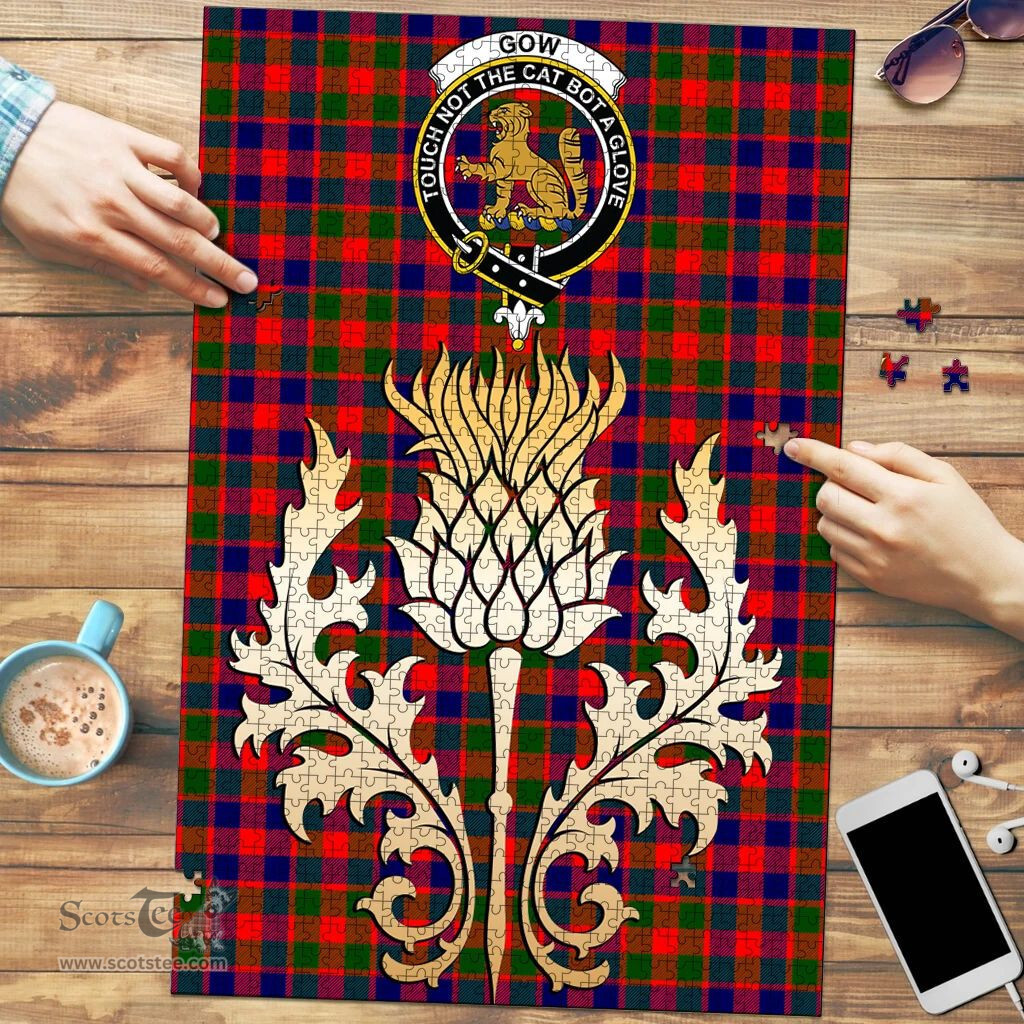 Scottish Gow Modern Clan Tartan Puzzle - Thistle Gold Style Scottish Plaid Tartan Plaid