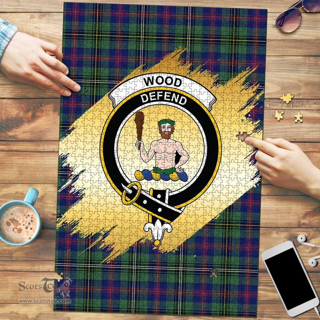 Scottish Wood Modern Clan Tartan Puzzle - Gold Style Scottish Plaid Tartan Plaid