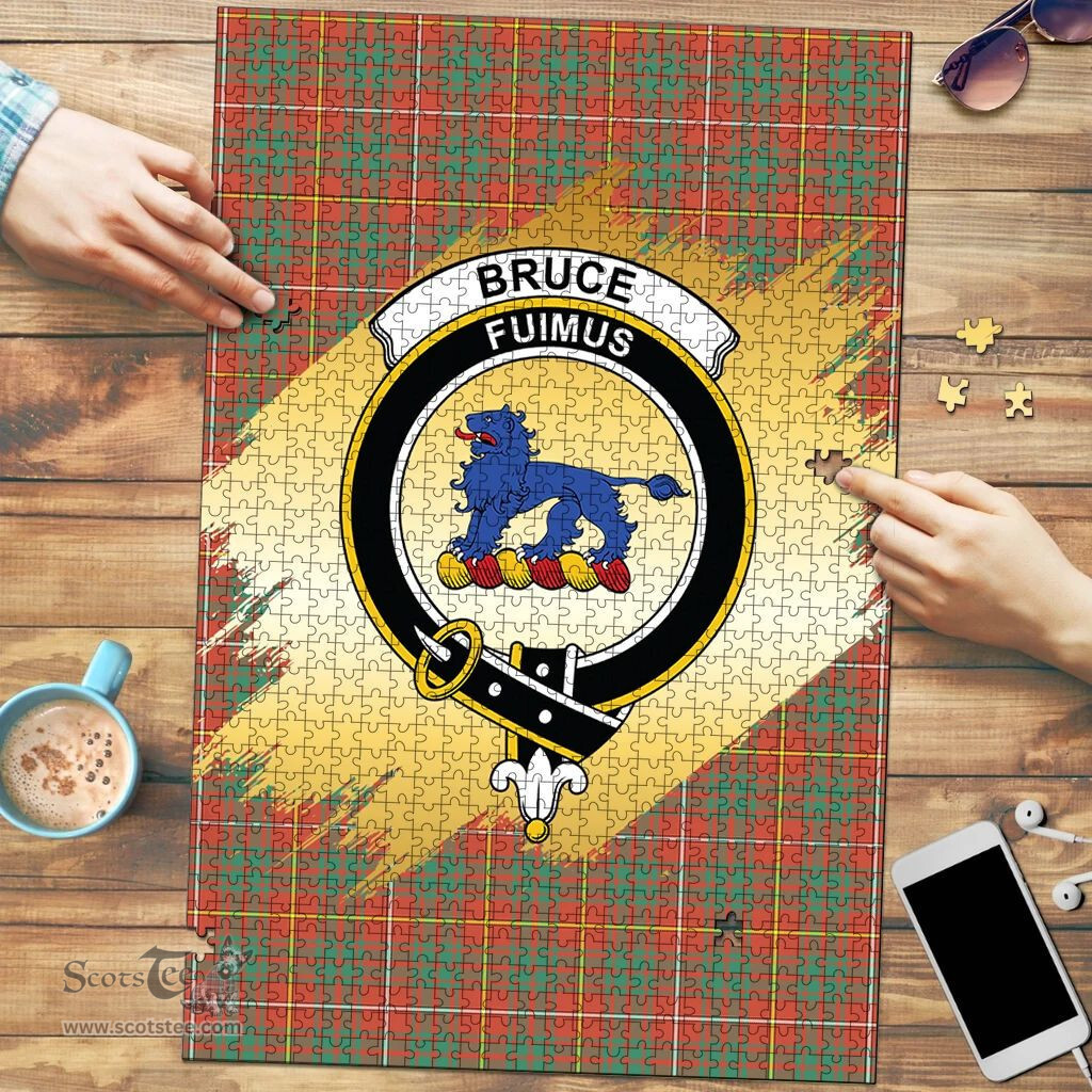 Scottish Bruce Ancient Clan Tartan Puzzle - Gold Style Scottish Plaid Tartan Plaid