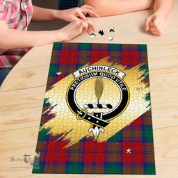 Scottish Auchinleck Clan Tartan Puzzle - Gold Style Scottish Plaid Tartan Plaid