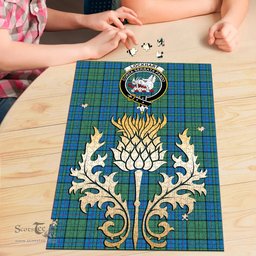 Scottish Lockhart Clan Tartan Puzzle - Thistle Gold Style Scottish Plaid Tartan Plaid