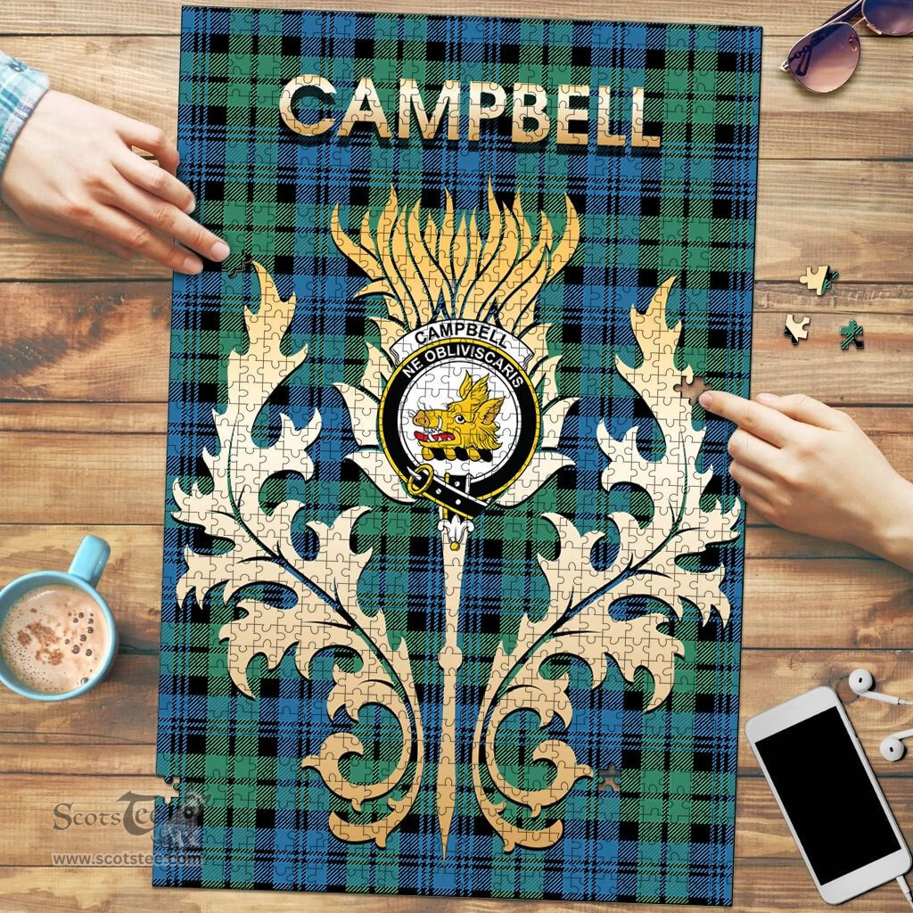 Scottish Campbell Ancient 01 Clan Tartan Puzzle - Thistle Scotland Style Scottish Plaid Tartan Plaid