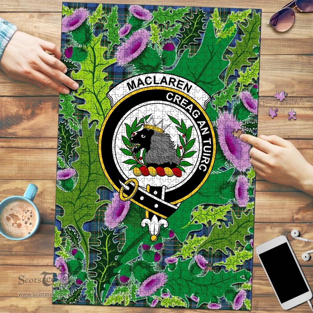 Scottish MacLaren Ancient Clan Tartan Puzzle - Thistle Pattern Style Scottish Plaid Tartan Plaid