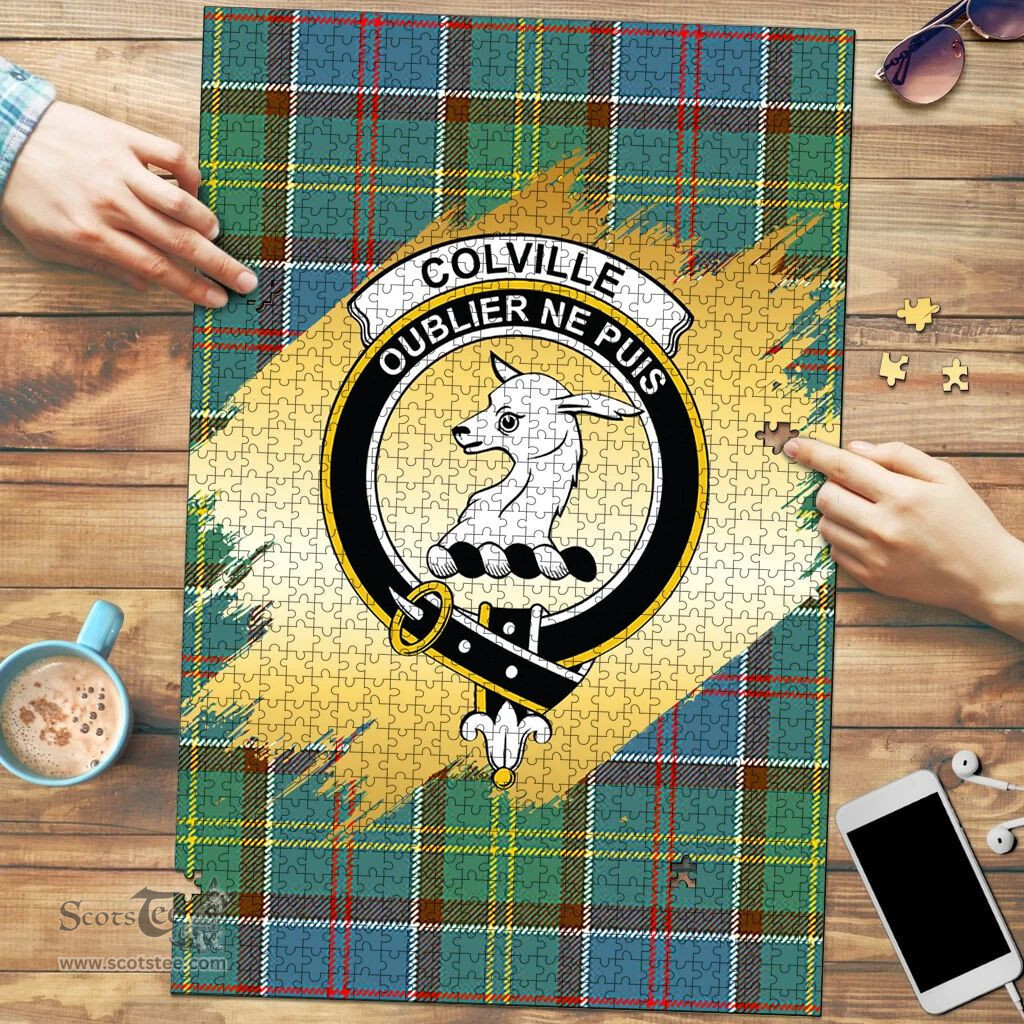 Scottish Colville Clan Tartan Puzzle - Gold Style Scottish Plaid Tartan Plaid