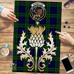 Scottish Bannatyne Clan Tartan Puzzle - Thistle Gold Style Scottish Plaid Tartan Plaid