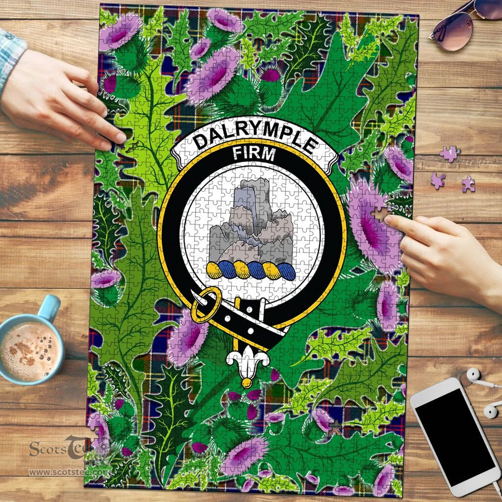 Scottish Dalrymple Clan Tartan Puzzle - Thistle Pattern Style Scottish Plaid Tartan Plaid