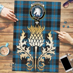 Scottish Horsburgh Clan Tartan Puzzle - Thistle Gold Style Scottish Plaid Tartan Plaid