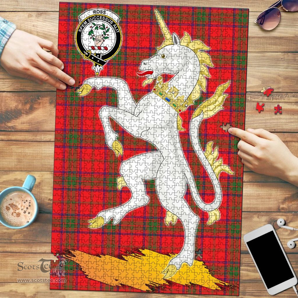 Scottish Ross Modern Clan Tartan Puzzle - Unicorn Style Scottish Plaid Tartan Plaid