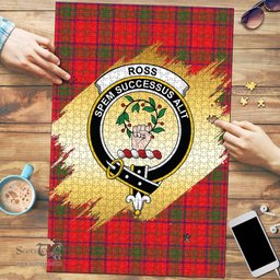 Scottish Ross Modern Clan Tartan Puzzle - Gold Style Scottish Plaid Tartan Plaid