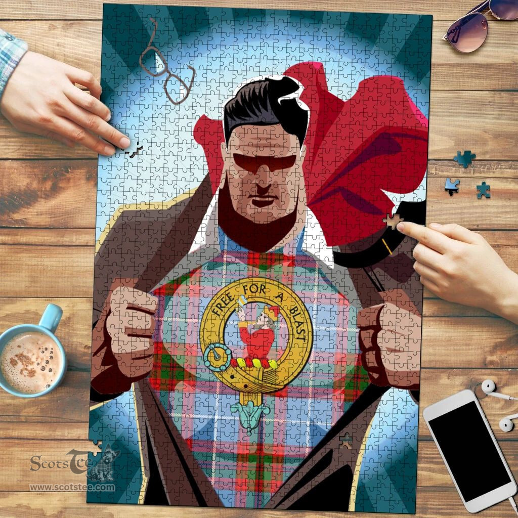 Scottish Pennycook Clan Tartan Puzzle - Supper Hero Style Scottish Plaid Tartan Plaid